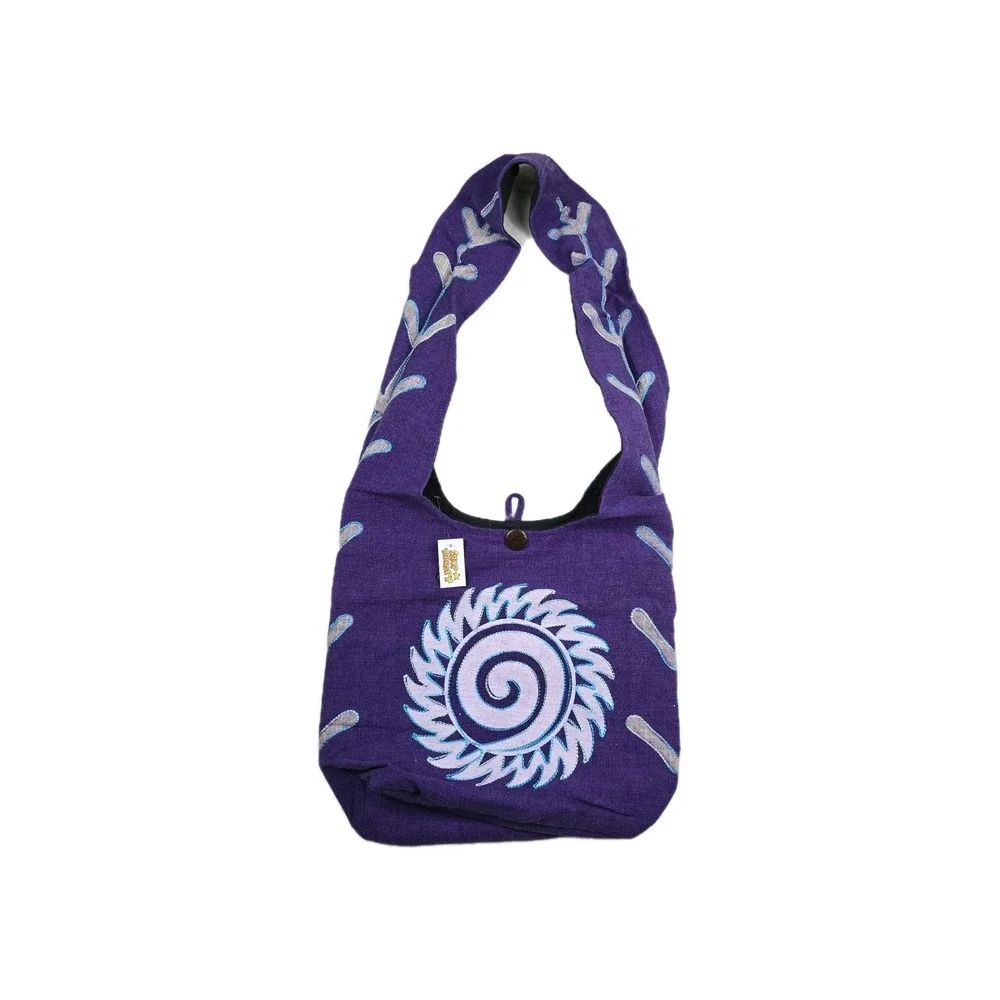 Shop Therapy Boho Hippie Handbag Heavy Cotton Knit‎ Purple Graphic Print New